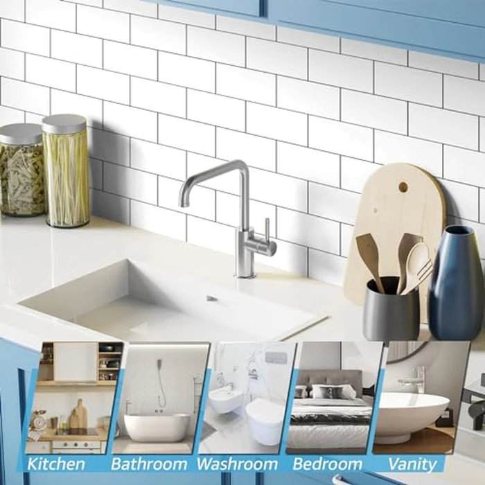 Art3d 102-Piece Peel and Stick Wall Tile for Kitchen Backsplash, Bathroom, Fireplace, 3in. x 6in. Stick on Subway Tile, Glossy White by Art3d - Image 7