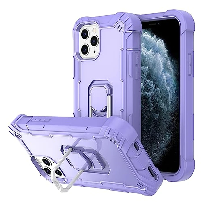 Asuwish Phone Case for iPhone 11 Pro 5.8 Cover with Ring Holder Stand Kickstand Heavy Duty Cell Accessories Shockproof Protective Hard Hybrid iPhone11pro iPhone11 i XI 11s 11pro Women Men Purple by Asuwish - Image 1