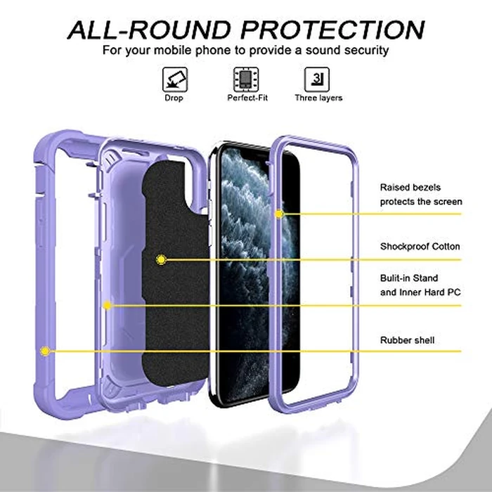 Asuwish Phone Case for iPhone 11 Pro 5.8 Cover with Ring Holder Stand Kickstand Heavy Duty Cell Accessories Shockproof Protective Hard Hybrid iPhone11pro iPhone11 i XI 11s 11pro Women Men Purple by Asuwish - Image 5