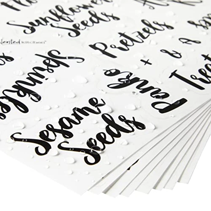 Talented Kitchen Labels for Food Containers - 135 Count, Preprinted Black Cursive on Clear Backing, Water-Resistant - Pantry & Kitchen Storage Labels for Jars & Bins - Easy Peel & Stick by Talented Kitchen - Image 7