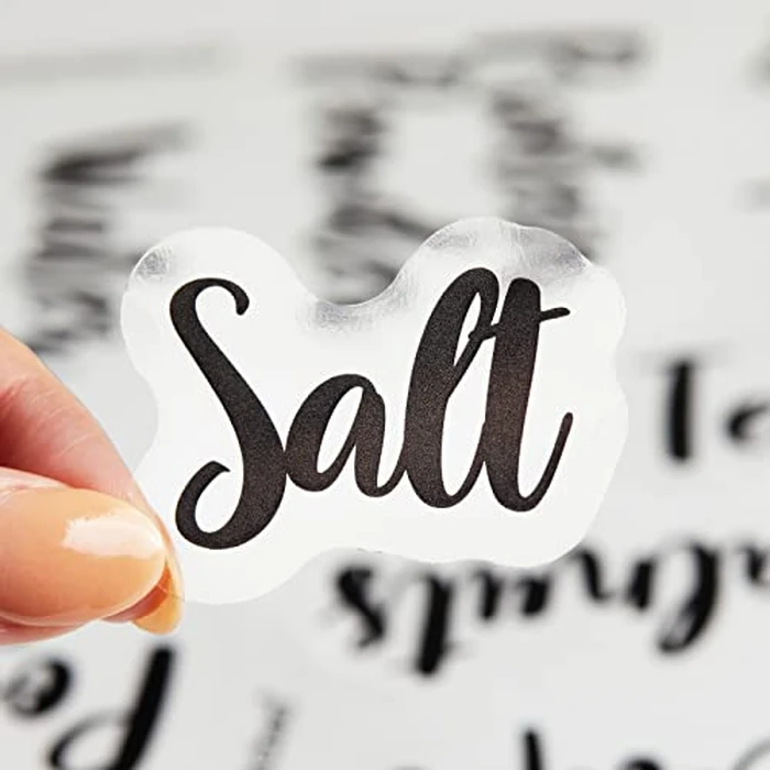 Talented Kitchen Labels for Food Containers - 135 Count, Preprinted Black Cursive on Clear Backing, Water-Resistant - Pantry & Kitchen Storage Labels for Jars & Bins - Easy Peel & Stick by Talented Kitchen - Image 8