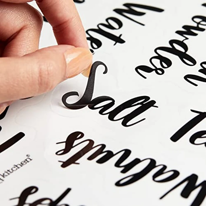 Talented Kitchen Labels for Food Containers - 135 Count, Preprinted Black Cursive on Clear Backing, Water-Resistant - Pantry & Kitchen Storage Labels for Jars & Bins - Easy Peel & Stick by Talented Kitchen - Image 9