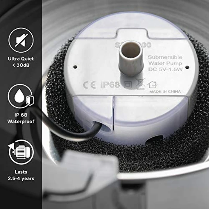 iPettie Water Fountain Pump for Stainless Steel Cat Drinking Fountain, IP-670-P, 1 Pack of Pump, Not Included Adapter, Not Included Yellow Extension by iPettie - Image 4