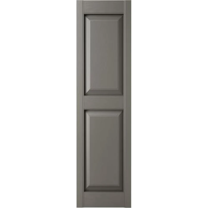 14 3/4"W x 55"H Lifetime Vinyl, Standard Two Equal Panels, Raised Panel Shutters, w/Installation Shutter-Lok's & Matching Screws (Per Pair), Tuxedo Grey by Ekena Millwork - Image 2
