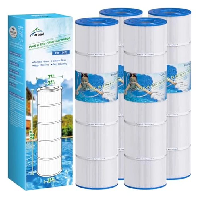 CCP420 Pool Filter Replaces Pentair Clean and Clear Plus 420, PCC105-PAK4, Ultral-A6, Unicel C-7471, R173576, Filbur FC-1977, 817-0106, 178584, 570-0425, 4X105 sq. ft. Cartridge, L x OD: 26"x7" by TOREAD - Image 1
