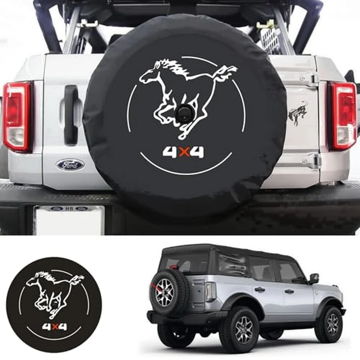 Galloper 4X4 for 2021-2026 Ford Bronco Spare Tire Cover with Backup Camera Hole, Spare Wheel Cover Protector, L-XL-XXL fit Wildtrak, Everglades, Sasquatch, Badlands (XL: 285/70R17, 275/65R18) by Aolowewin - Image 1