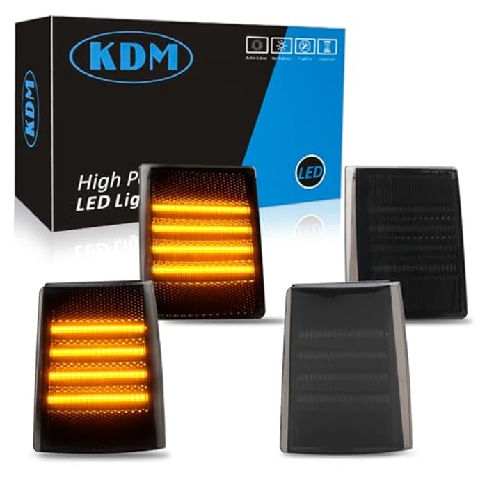 KDM Smoked Lens LED Front Bumper Corner Side Marker Light Fit for 1988-1993 Chevy Silverado C/K 1500 2500 3500 C10 Suburban Tahoe,Pickup Truck,Corner Signal Lamp Bright Amber,4Pack by KDM - Used - Like New condition - US$37.02