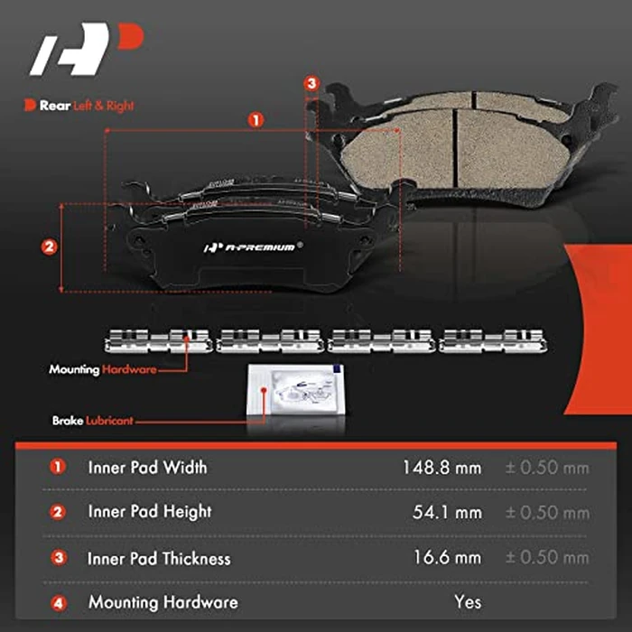 A-Premium Rear Ceramic Brake Pads Set Compatible with Ford Models - for F-150 2012 2013 2014 2015 2016 2017 2018 2019 2020, with Hardware, 4-Pack by A-Premium - Image 5