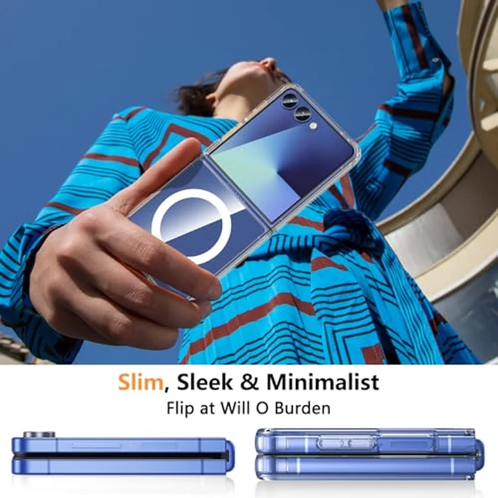 For Samsung Galaxy Z Flip 7 Case,Z Flip 7 Case Magnetic Built-in Screen Protector [Compatible with MagSafe] Transparent Shockproof Clear Back [New Upgrade] Protective Rugged Phone Cover-Clear by Hensinple - Image 6
