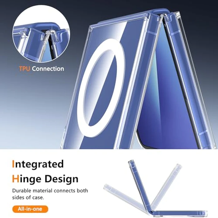 For Samsung Galaxy Z Flip 7 Case,Z Flip 7 Case Magnetic Built-in Screen Protector [Compatible with MagSafe] Transparent Shockproof Clear Back [New Upgrade] Protective Rugged Phone Cover-Clear by Hensinple - Image 7