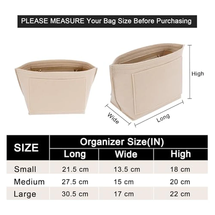 LOUKAYCCI Felt Purse Organizer Insert for Longchamp Le Pliage L Handbag Insert (Large, Beige) by LOUKAYCCI - Image 2