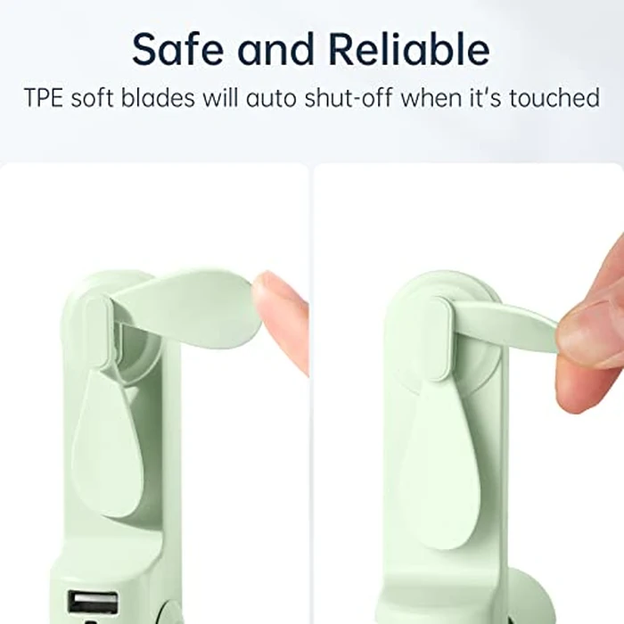 JISULIFE Portable Handheld Fan, Mini Personal 3-In-1 with Power Bank&Flashlight, 12-19 Hrs USB Rechargeable Battery Pocket Fan for Travel/Summer/Vacation/Concert, Essential Gifts for Men/Women-Green by JISULIFE - Image 2