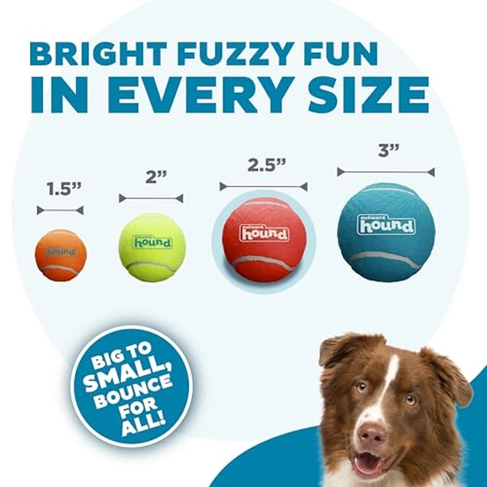 Outward Hound SqueakerBallz - Squeaky Tennis Balls for Dogs Under 50 lbs, Interactive Dog Toy for Fetch & Training, Medium (2.5"), 4‑Pack by Outward Hound - Image 3