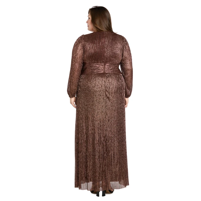 R&M Richards Women's Elegant Long Sleeve Pleated Wrap Maxi Dress - Evening & Cocktail Party Gown W/Ruched Waist & Ruffle by R&M Richards - Image 4