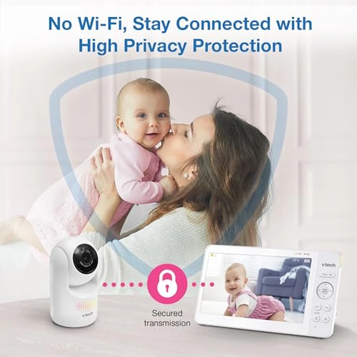 VTech Advanced HQ Max Twin 7" Digital Video 2-Cameras Baby Monitor with Pan Tilt Zoom, Long Battery Life 5000mAh, IPS Screen, Adaptive Multi-Color Night Light, 2-Way Talk, HQ Display, No WiFi, White by VTech - Image 5
