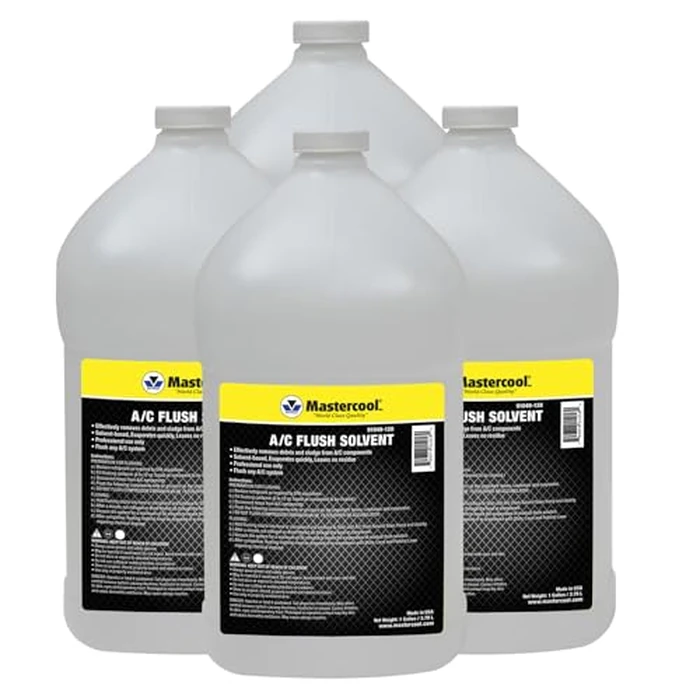 Mastercool 91049-128-4 A/C Flush Solvent, 4-Pack 1 Gallon - Professional Automotive & HVAC/R System Flush - Solvent-Based, Fast-Evaporating, Leaves No Residue, Non-Flammable, Made in USA by Mastercool - Used - Like New condition