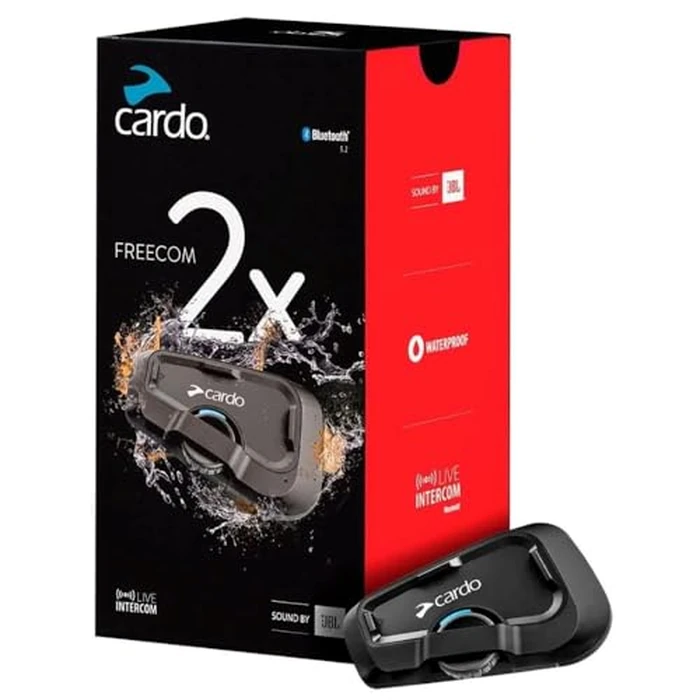 Cardo Systems FREECOM 2X Motorcycle 2-Way Helmet Bluetooth Communication System Headset Intercom, Universal Bluetooth Connectivity, Waterproof, 40mm Speakers - Single Pack by Cardo - Used - Like New condition - US$208.81