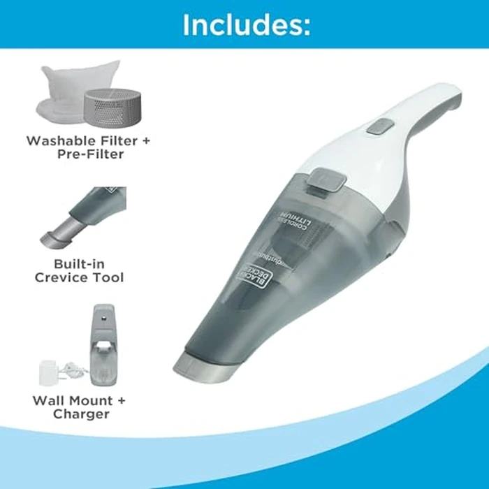 BLACK+DECKER dustbuster QuickClean Cordless Handheld Vacuum, White (HNVC215B10), Dirt Bowl and Fliter by BLACK+DECKER - Image 9