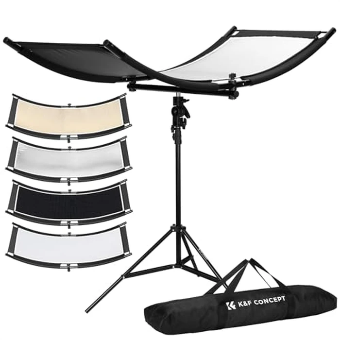 K&F CONCEPT Clamshell Light Reflector Diffuser with Carrying Bag, 39"x18"/100x45cm Photography Curved Lighting Reflector for Photo Studio Photography, Black/White/Gold/Silver Colors by K&F CONCEPT - Used - Good condition - CA$89.99
