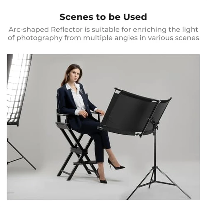 K&F CONCEPT Clamshell Light Reflector Diffuser with Carrying Bag, 39"x18"/100x45cm Photography Curved Lighting Reflector for Photo Studio Photography, Black/White/Gold/Silver Colors by K&F CONCEPT - Image 7