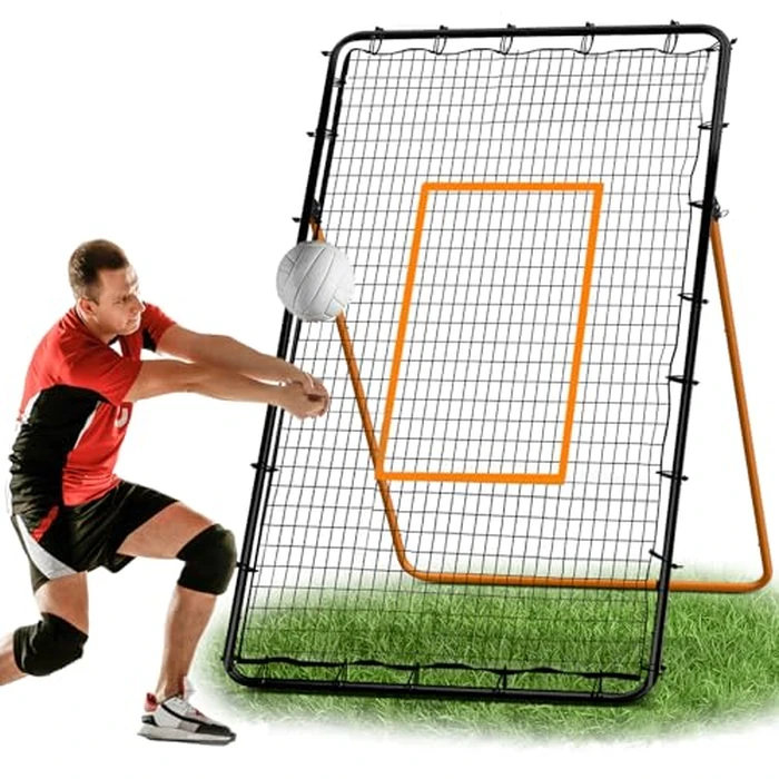 Volleyball Rebounder Net - Portable 7x4 ft Training Equipment for Spike and Smash Practice - 5 Rebound Angles Custom Target Area for Volleyball Sports Training,Orange by ZVFOTN - Image 1