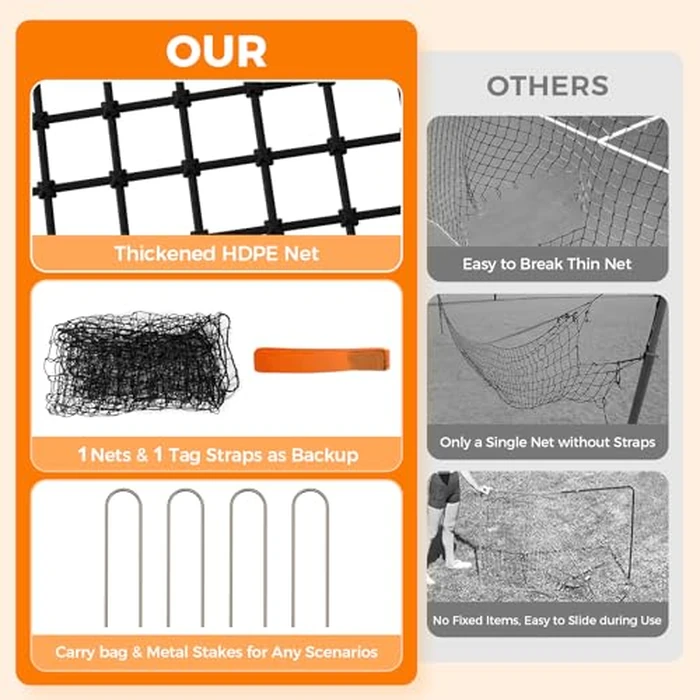 Volleyball Rebounder Net - Portable 7x4 ft Training Equipment for Spike and Smash Practice - 5 Rebound Angles Custom Target Area for Volleyball Sports Training,Orange by ZVFOTN - Image 2