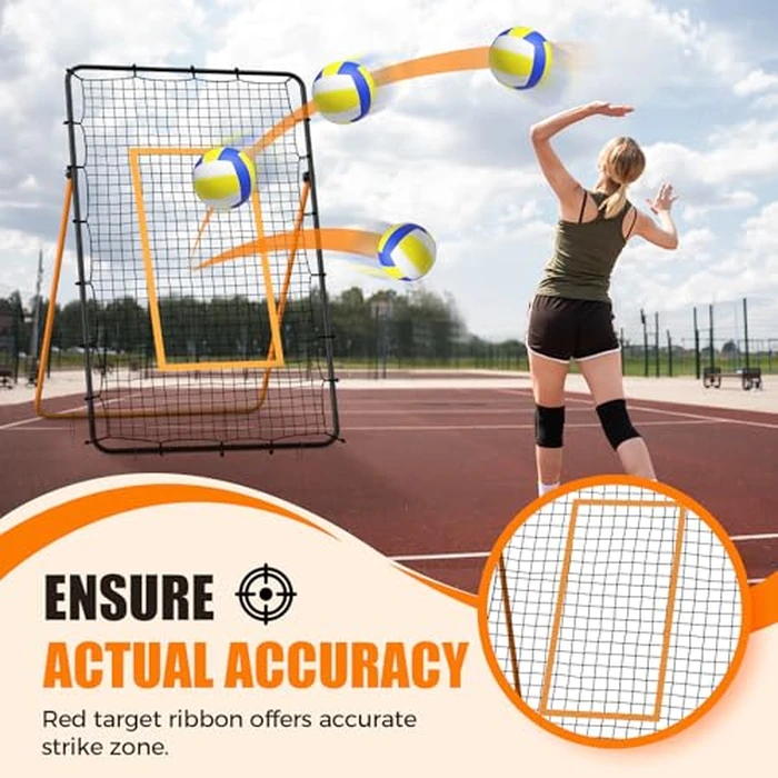 Volleyball Rebounder Net - Portable 7x4 ft Training Equipment for Spike and Smash Practice - 5 Rebound Angles Custom Target Area for Volleyball Sports Training,Orange by ZVFOTN - Image 5