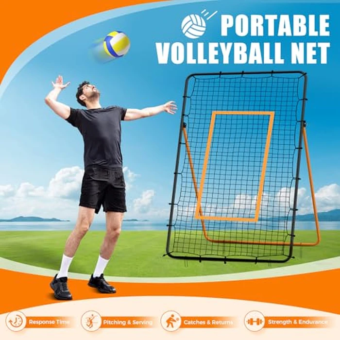 Volleyball Rebounder Net - Portable 7x4 ft Training Equipment for Spike and Smash Practice - 5 Rebound Angles Custom Target Area for Volleyball Sports Training,Orange by ZVFOTN - Image 6