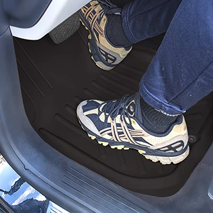 FH Group Faux Leather Deep Dish Car Floor Mats - Trim-to-Fit, Universal Fit Full Set Automotive Floor Mats for Cars, SUVs & Trucks, Durable All-Weather Interior Protection, Black by FH Group - Image 2