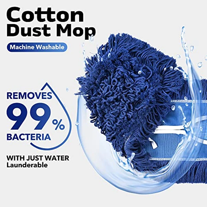 Matthew Cleaning 24'' Industrial Strength Cotton Dust Mop Refill Washable Replacement Heads for Residential & Commercial Use Fit Standard Dust Mop Frames, Hardwood, Laminate, Concrete Floors 12 Pack by L Luke Supply - Image 2