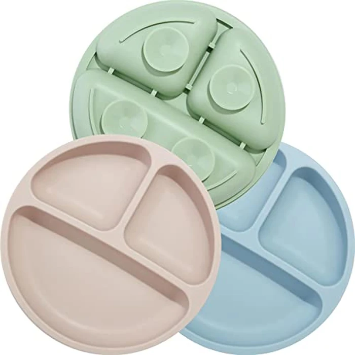 PandaEar Divided Unbreakable Silicone Baby and Toddler Plates - 3 Pack - Non-Slip - Microwave Safe (Suction Plates) by PandaEar - Used - Very Good condition - CA$12.87