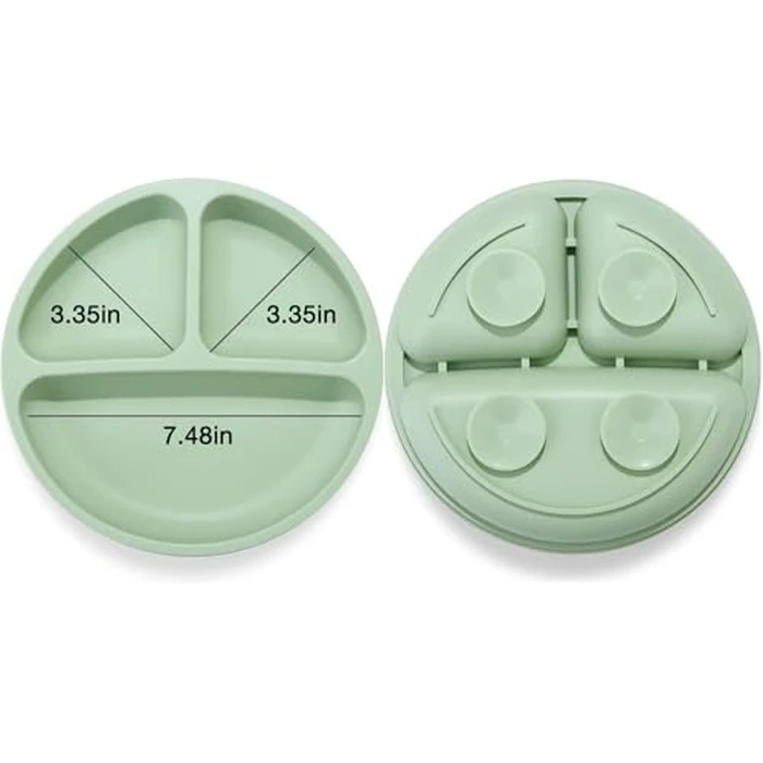 PandaEar Divided Unbreakable Silicone Baby and Toddler Plates - 3 Pack - Non-Slip - Microwave Safe (Suction Plates) by PandaEar - Image 2