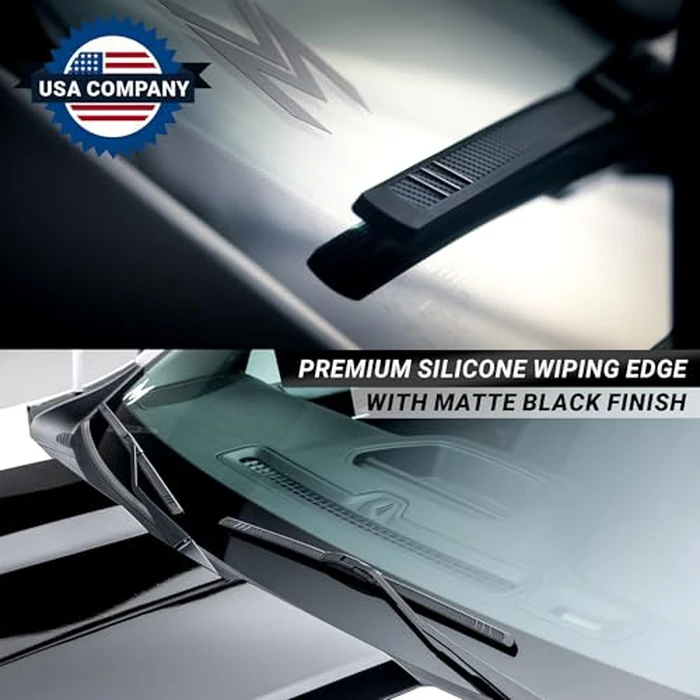 Premium Silicone Carbon Fiber Windshield Wiper Blades 26" & 16" - Patented All-Season, Quiet & Smooth Streak-Free Clean Wipe, OEM Quality, Front Automotive Replacement Wipers for Car & Truck (2 Pack) by Mega Racer - Image 3