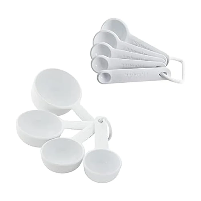 KitchenAid - Measuring Cups and Spoons Set, 9-Piece Nesting Measuring Spoons and Cups (White) by KitchenAid - Used - Good condition - CA$12.40