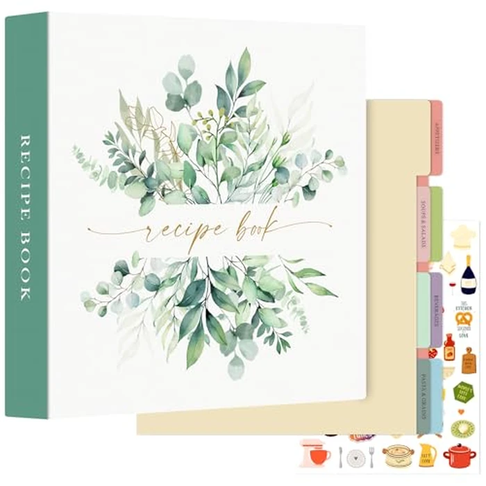 Lanpn Recipe Binder 8.5x11 3 Ring Kit, Waterproof Organizer Binder Recipe Book with 60 Plastic Sleeves,116 Recipes, Dividers, Labels & Stickers, Blank Cookbook to Write in Your Own Recipes by Lanpn - Used - Like New condition - US$25.64