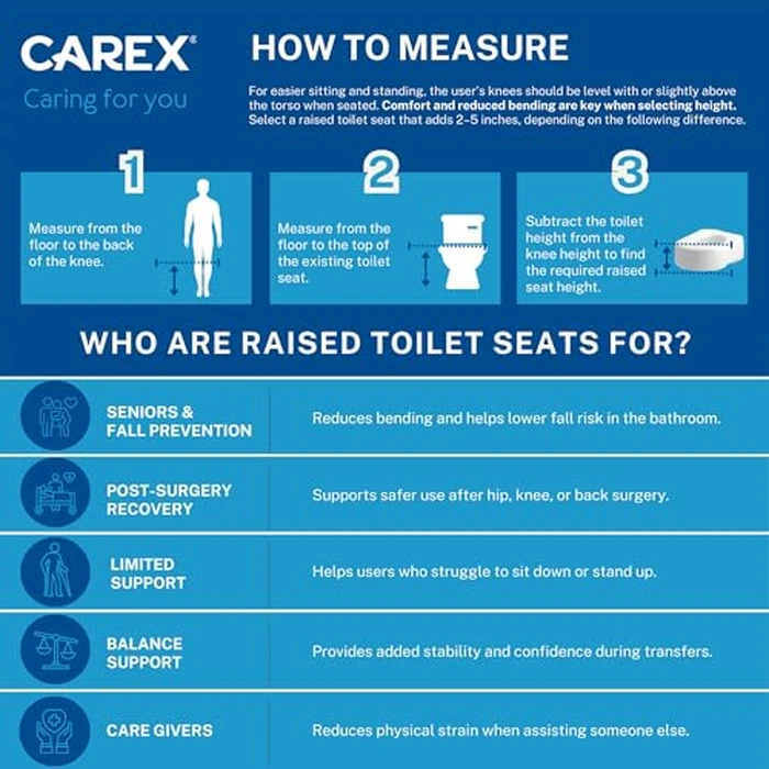 Carex E-Z Lock Toilet Seat and Safety Frame Combo Pack, 5-Inch Height Lift Seat Riser for Elderly and Handicap, Commode Chair for Elderly - Fits and Locks to Round or Elongated Toilets by Carex - Image 2