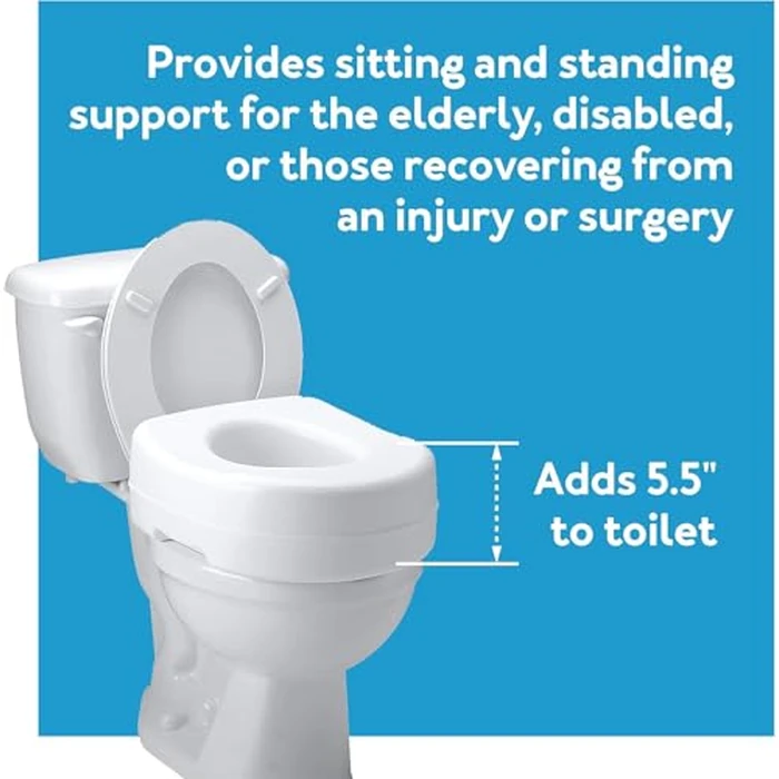 Carex E-Z Lock Toilet Seat and Safety Frame Combo Pack, 5-Inch Height Lift Seat Riser for Elderly and Handicap, Commode Chair for Elderly - Fits and Locks to Round or Elongated Toilets by Carex - Image 4