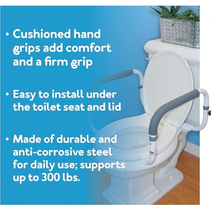 Carex E-Z Lock Toilet Seat and Safety Frame Combo Pack, 5-Inch Height Lift Seat Riser for Elderly and Handicap, Commode Chair for Elderly - Fits and Locks to Round or Elongated Toilets by Carex - Image 7