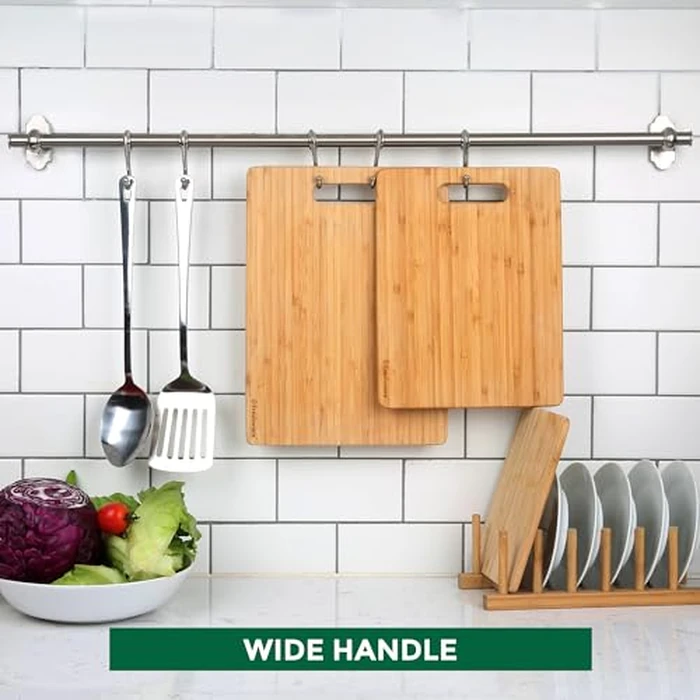 Freshware Bamboo Cutting Board Set of 3, Wooden Cutting Boards for Kitchen, Knife Friendly Food Grade Chopping Board, Lightweight with Hanging Hole for Easy Storage by Freshware - Image 5
