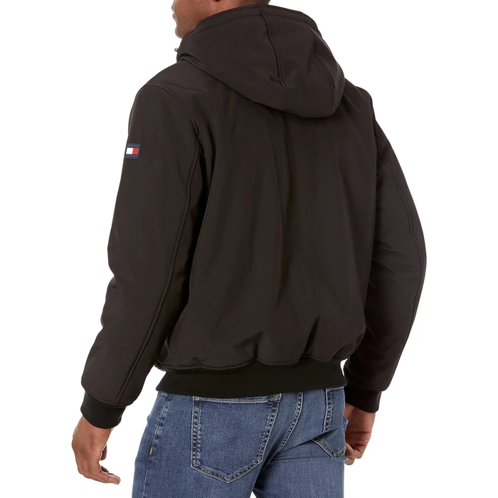 Tommy Hilfiger Men's Soft Shell Active Filled Bomber Jacket, Black Sherpa Lined w. Patch, XX-Large by Tommy Hilfiger - Image 2