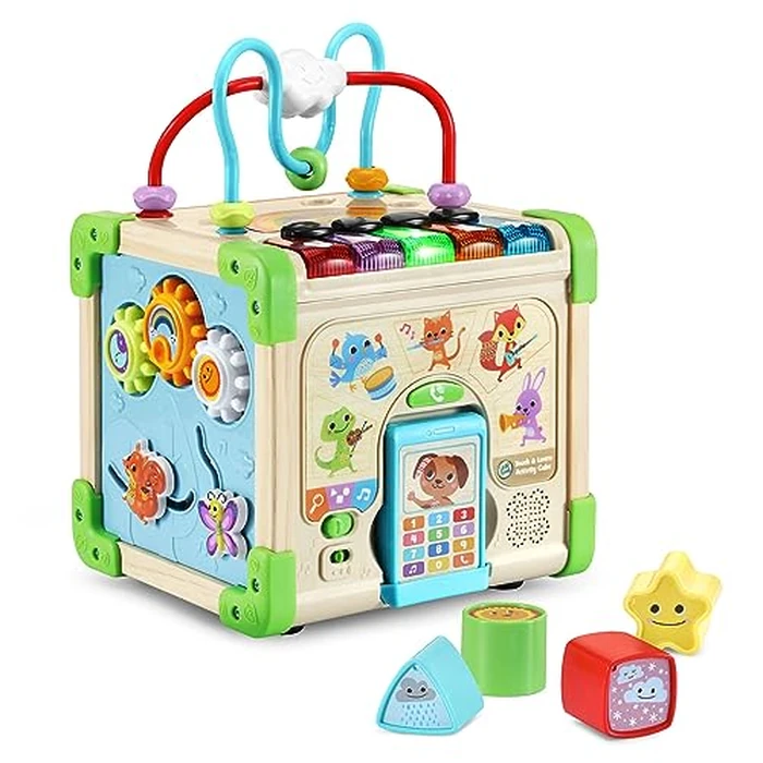 LeapFrog Touch and Learn Electronic Musical Light-Up Wooden Activity Cube Toy, Animal Themed, Ages 1 and Up by LeapFrog - Used - Like New condition - US$25.21