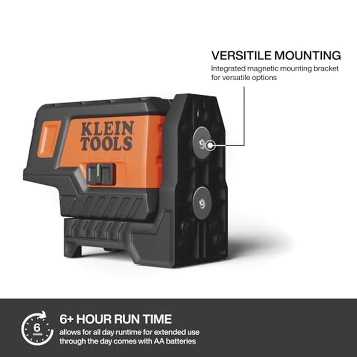 Klein Tools 93MCLPG Compact Self-Leveling Laser Level with Plumb Spot, Bright Green Cross Line, 75-Foot Range, Laser Class 2, Power Output <1mW, Magnetic Mount by KLEIN TOOLS - Image 4