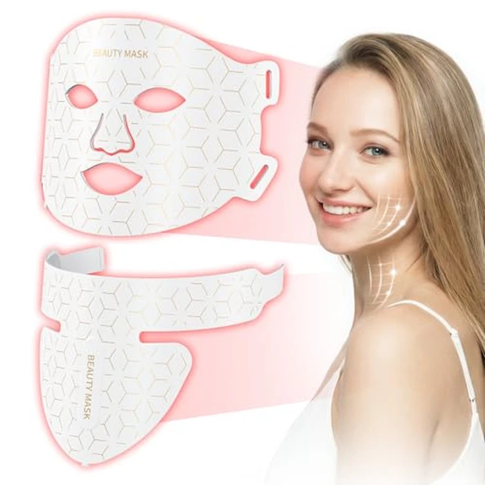 Verfubo Red Light Therapy for Face & Neck,Red Light Mask with 850nm NIR, 7-1 Colors LED Light Therapy mask, Rechargeable LED Face & Neck Mask for Anti-Aging,Skin Firming & Radiant Glow at Home by Verfubo - Image 1