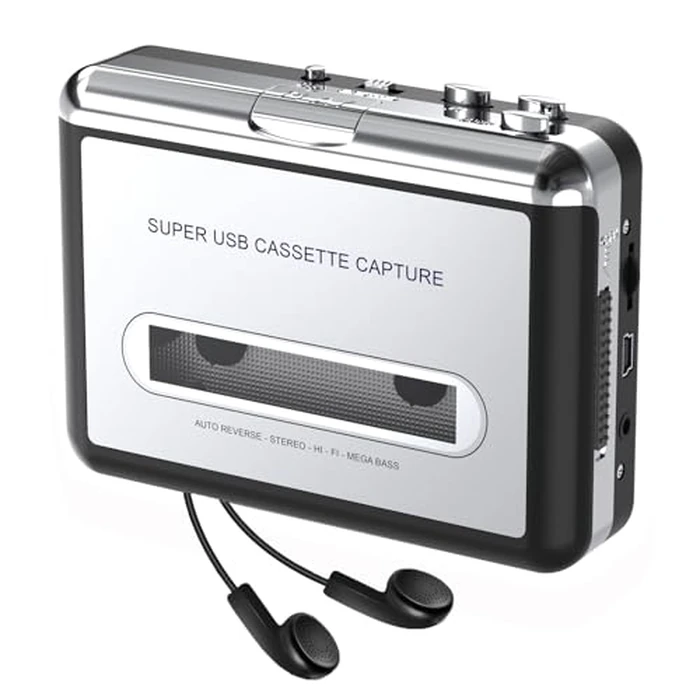 Cassette Player - Compact Tape Player Portable Recorder with Earphone-Convert Audio Music Cassette to MP3 Digital, Compatible with Laptop/PC/MAC- for Entertainment, Travel, Light Sports(Silver) by Mersoco - Used - Like New condition