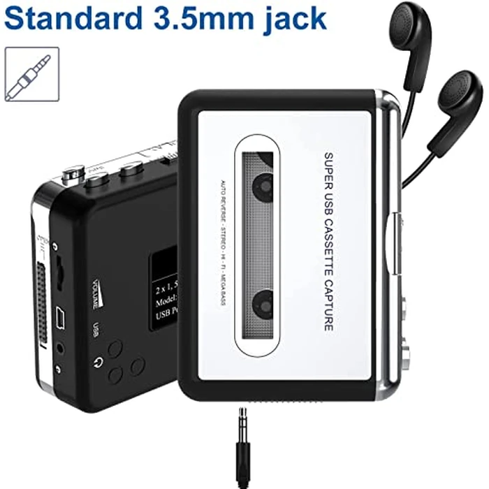 Cassette Player - Compact Tape Player Portable Recorder with Earphone-Convert Audio Music Cassette to MP3 Digital, Compatible with Laptop/PC/MAC- for Entertainment, Travel, Light Sports(Silver) by Mersoco - Image 7