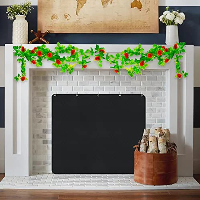 Magnet Fireplace Cover, Fireproof Draft Blocker, Blanket for Heat Loss, Cold Air Blocker, Black (43" W x 36" H) by Protalwell - Used - Like New condition - CA$36.75