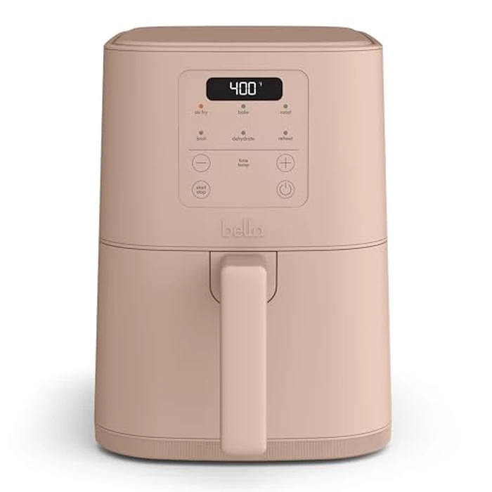 bella 4Qt Slim Air Fryer, Fits-anywhere(TM) Kitchenware, EverGood(TM) Ceramic Nonstick Coating, Adjustable Temperature, 6 Preset Cooking Options, 60 Min Auto Shutoff w Audible Tone, 3.3lb Capacity, Blossom by BELLA - Used - Acceptable condition - CA$62.08