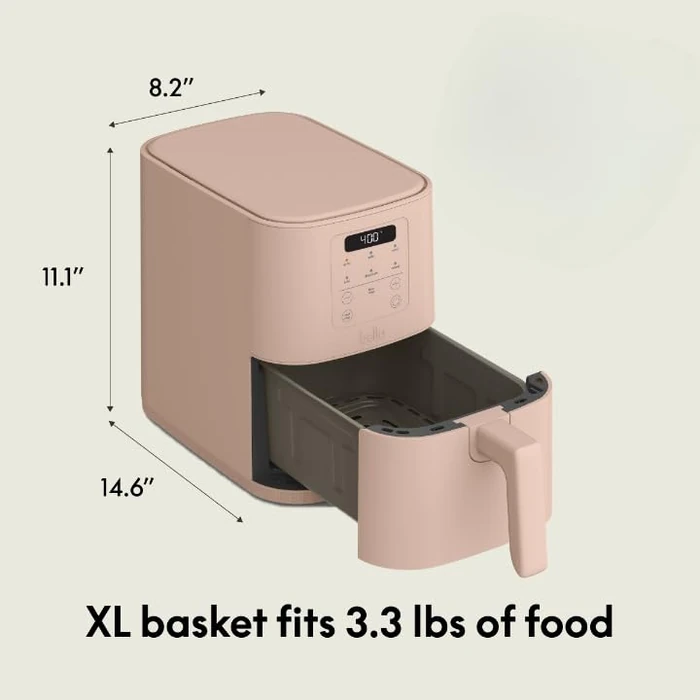 bella 4Qt Slim Air Fryer, Fits-anywhere(TM) Kitchenware, EverGood(TM) Ceramic Nonstick Coating, Adjustable Temperature, 6 Preset Cooking Options, 60 Min Auto Shutoff w Audible Tone, 3.3lb Capacity, Blossom by BELLA - Image 6