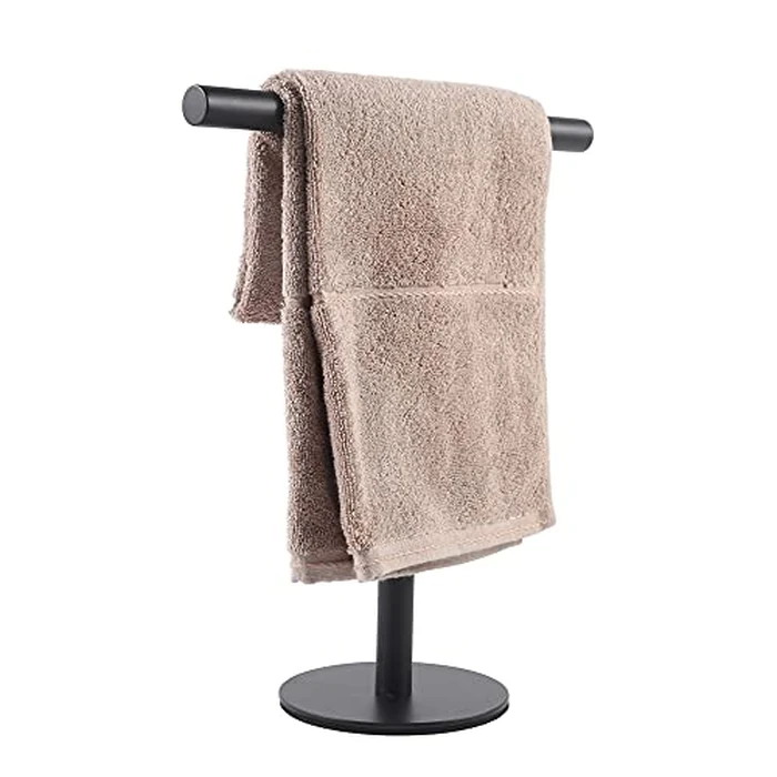 Bathroom Hand Towel Holder Stand，T-Shape Hand Towel Holder Stand SUS304 Stainless Steel Matte Black for Bathroom，Kitchen or Vanity Countertop by bluebyrne - Used - Very Good condition