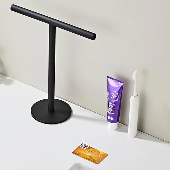 Bathroom Hand Towel Holder Stand，T-Shape Hand Towel Holder Stand SUS304 Stainless Steel Matte Black for Bathroom，Kitchen or Vanity Countertop by bluebyrne - Image 4